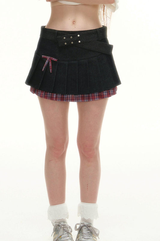 Separate Fart Curtains With Plaid Halter Skirt Set