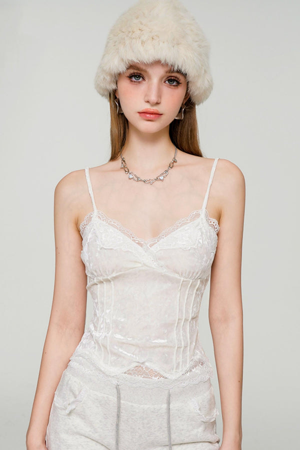 Lace Velvet Camisole Top