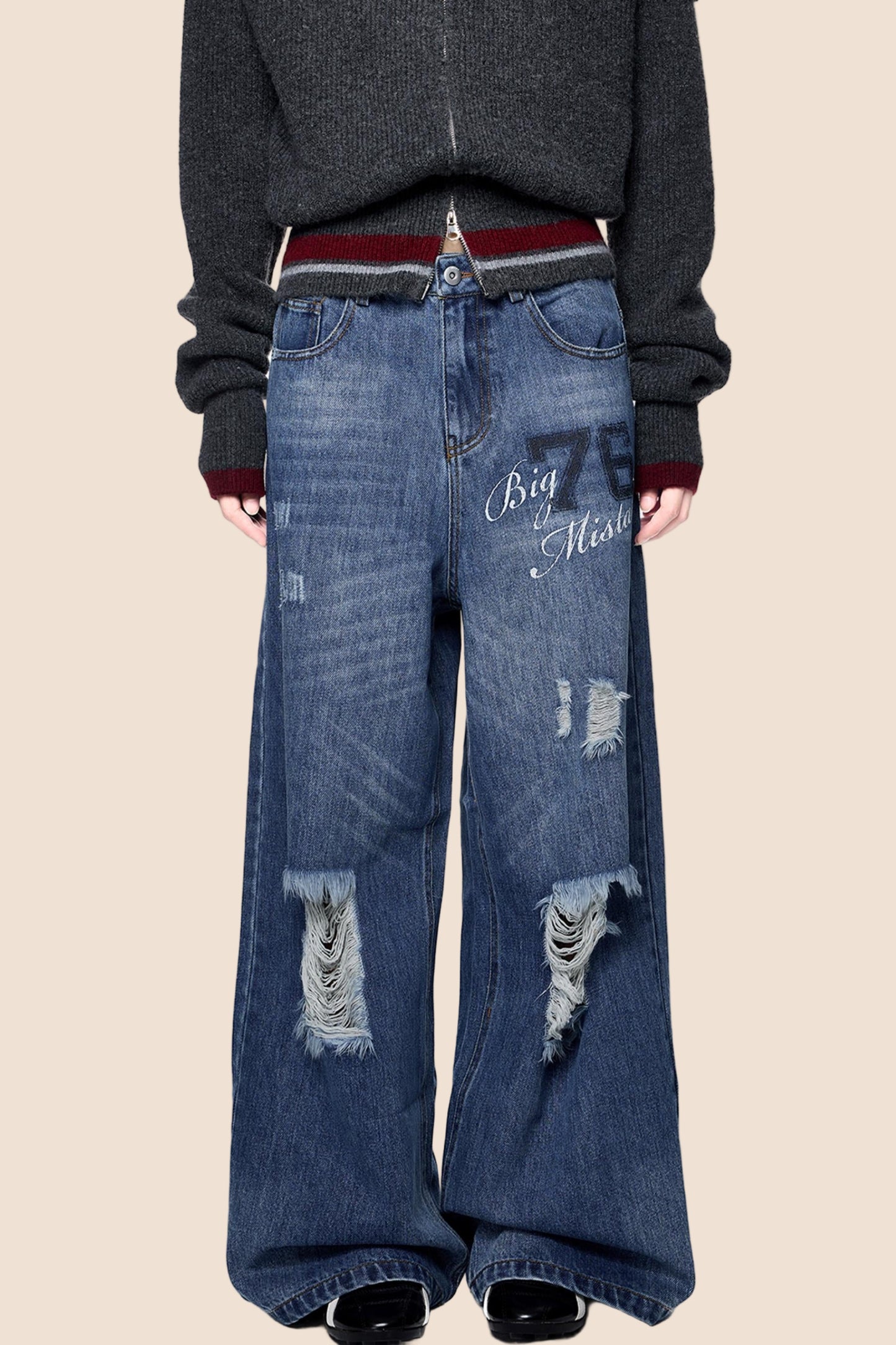 Distressed Ripped American Vintage Straight Pants