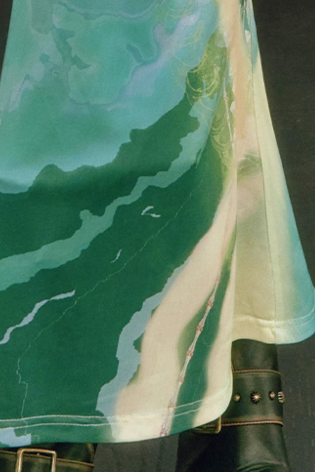 Golden Pearl Impressionist Cheongsam Dress