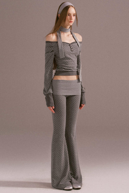 Polka Dot Off Shoulder Shorts Set-Up