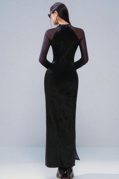 Butterfly Rhinestone Velvet Dress