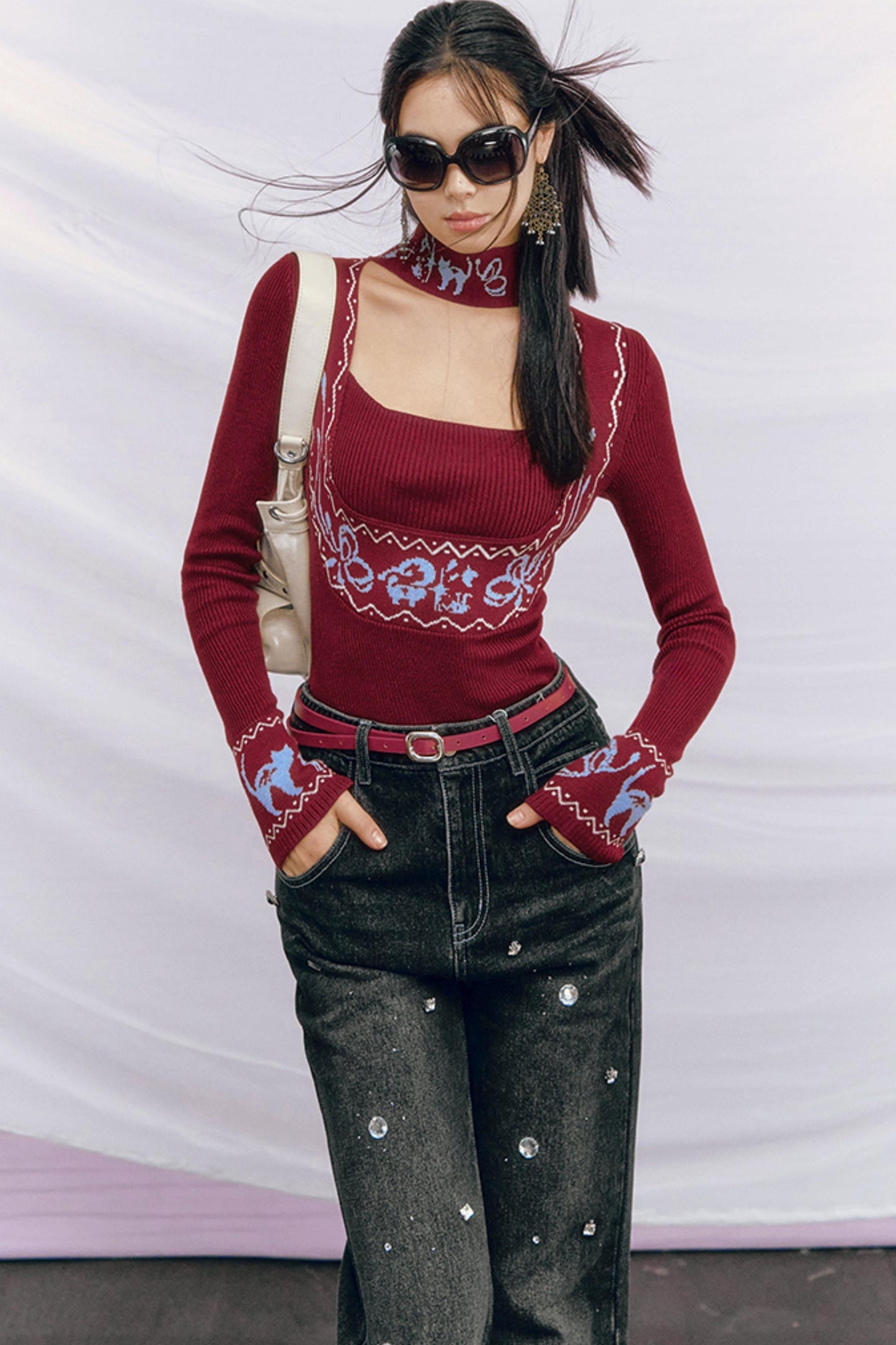 Fair Isle Jacquard Knit Sweater