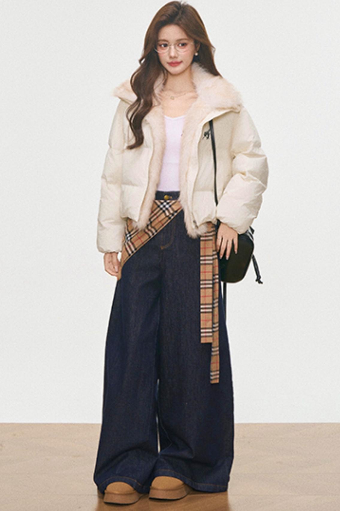 Winter Plaid Cotton Coat Set-Up