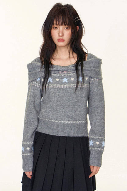 Fair Island One-Shoulder Knit Sweater