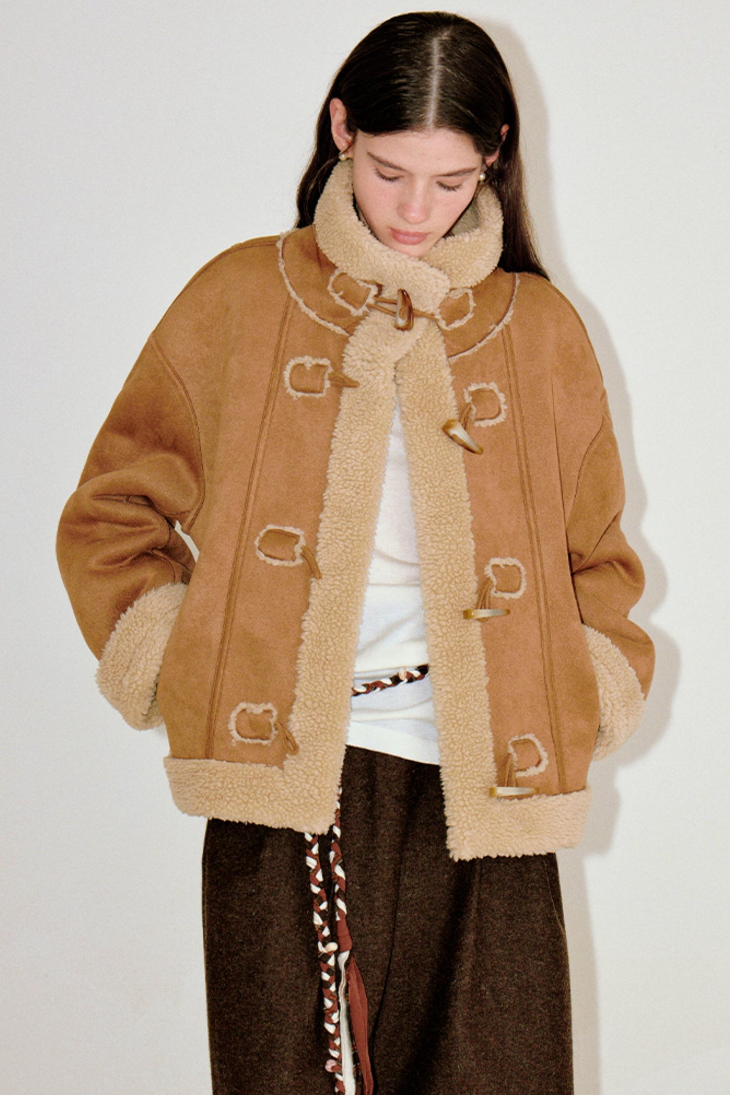 High-Neck Faux Fur Coat