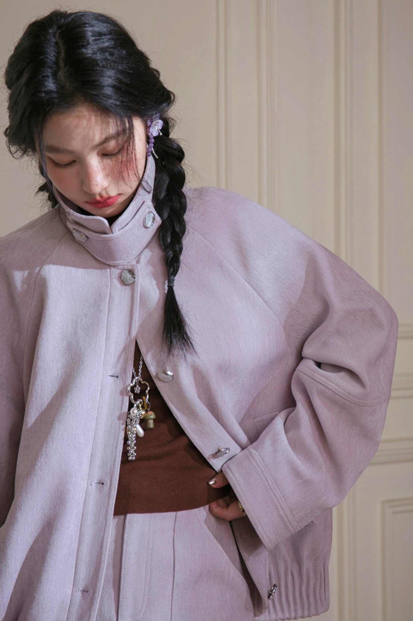 Stand-Up Velvet Chenille Jacket Set