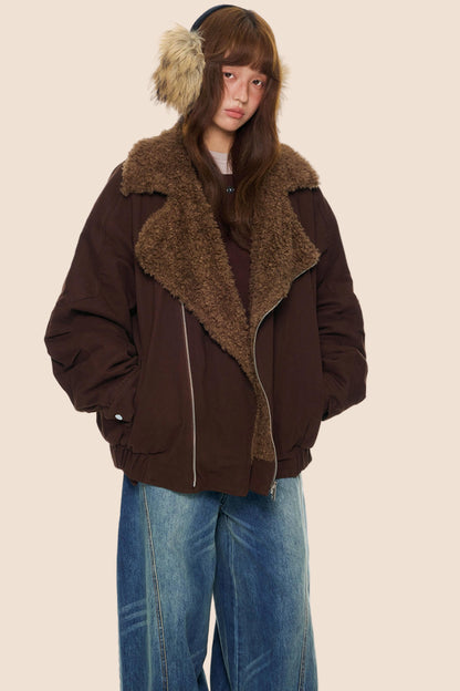 Diagonal Fleece Cotton Jacket