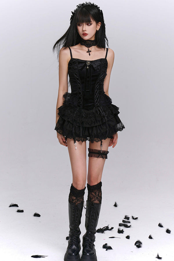 Black Puffy Black Culotte Set-Up