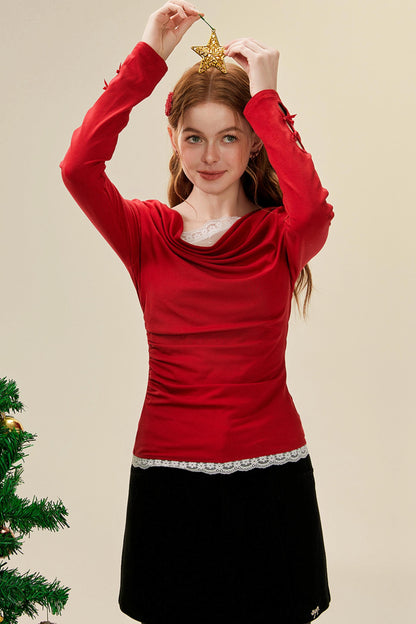 Swing Neck Lace Knit Top