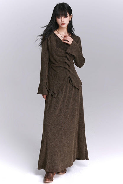 Chic Gray Two-Piece Suit Skirt Set-Up