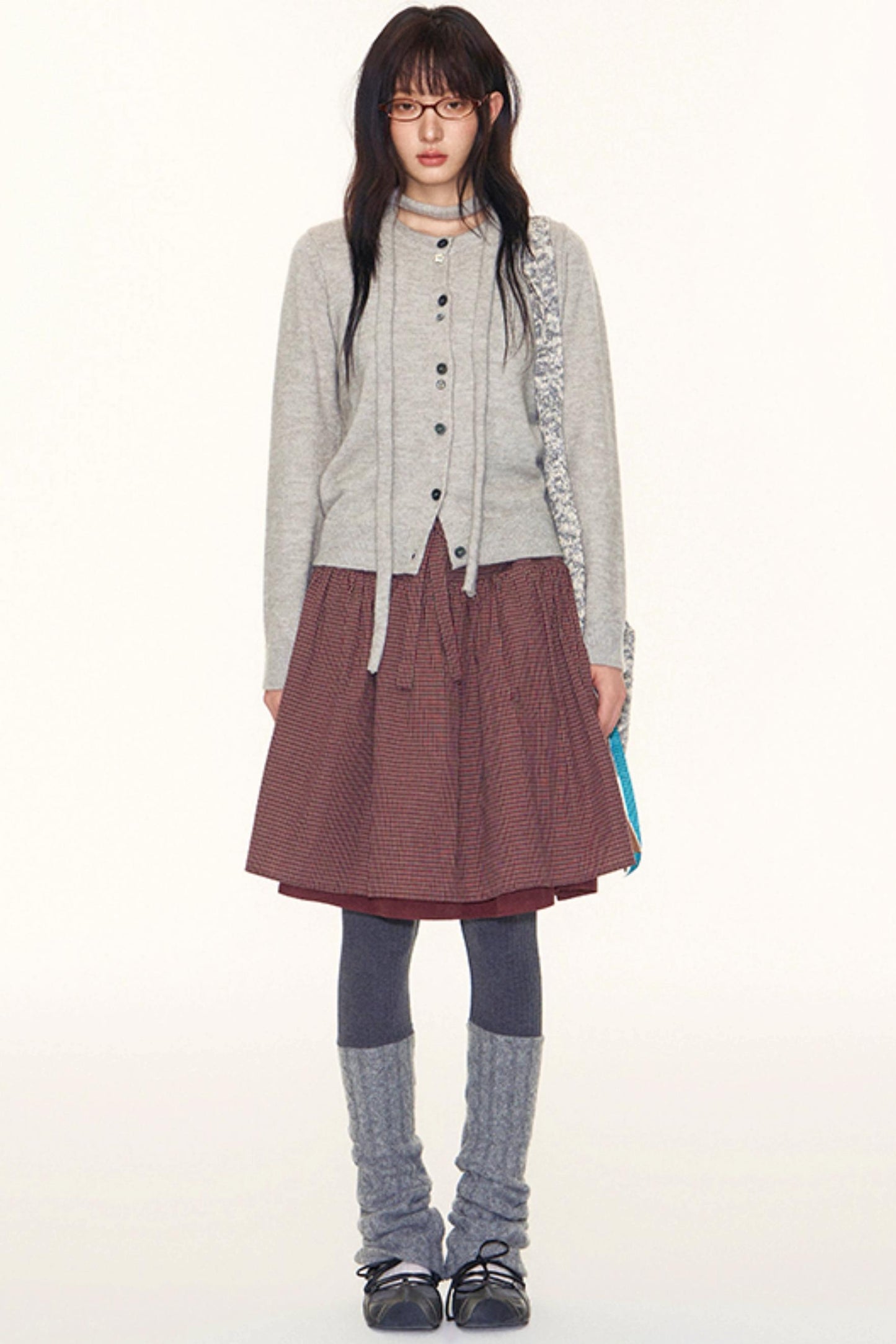 Original Lace-Up Crew Neck Cardigan Set-Up