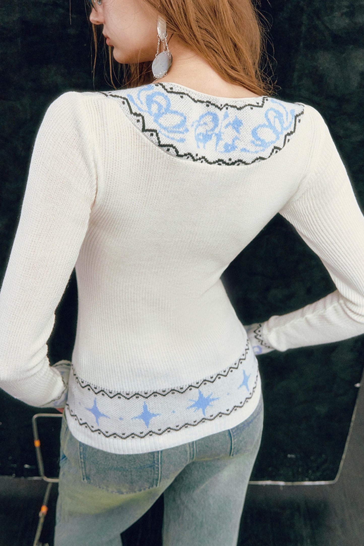Fair Isle Jacquard Knit Sweater