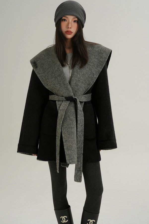 Double-Sided Large Lapel Mid-Length Wool Coat