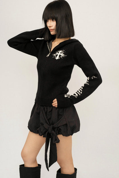 Retro Knit Hooded Cardigan