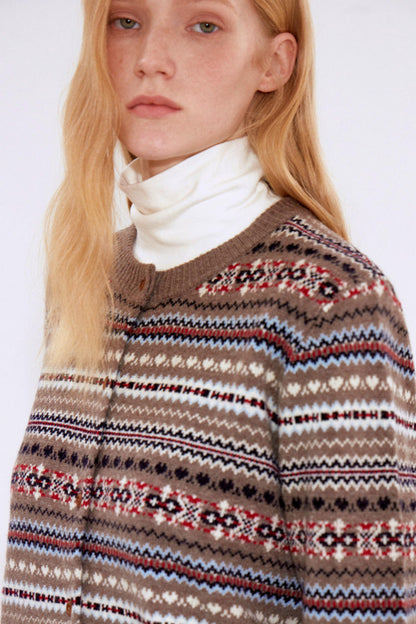 Light Retro Wool Fair Isle Cardigan