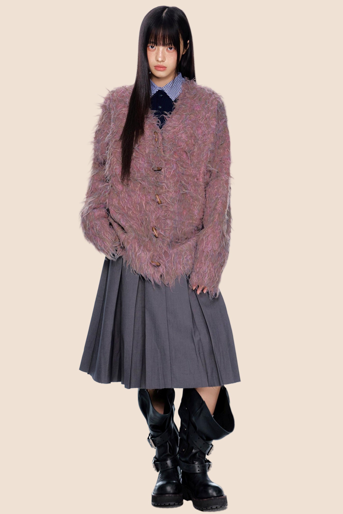 Retro Brushed Knit Cardigan