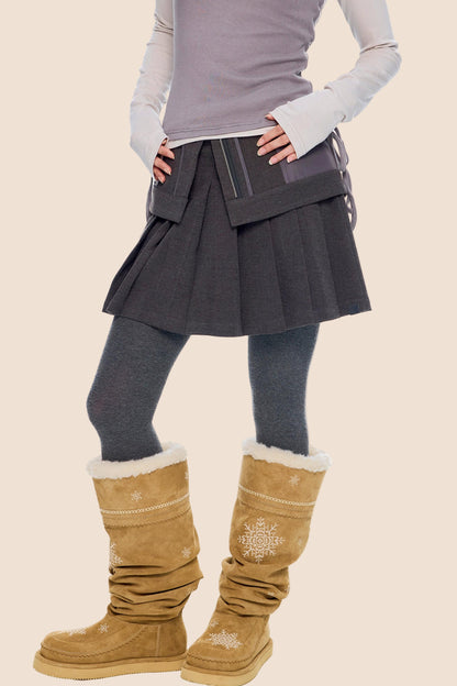 Woolen Pleated Skirt