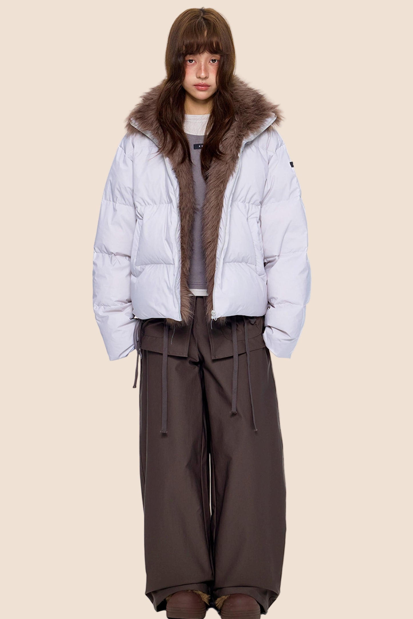 Retro Fur Collar Down Coat