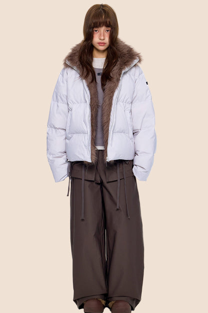 Retro Fur Collar Down Coat