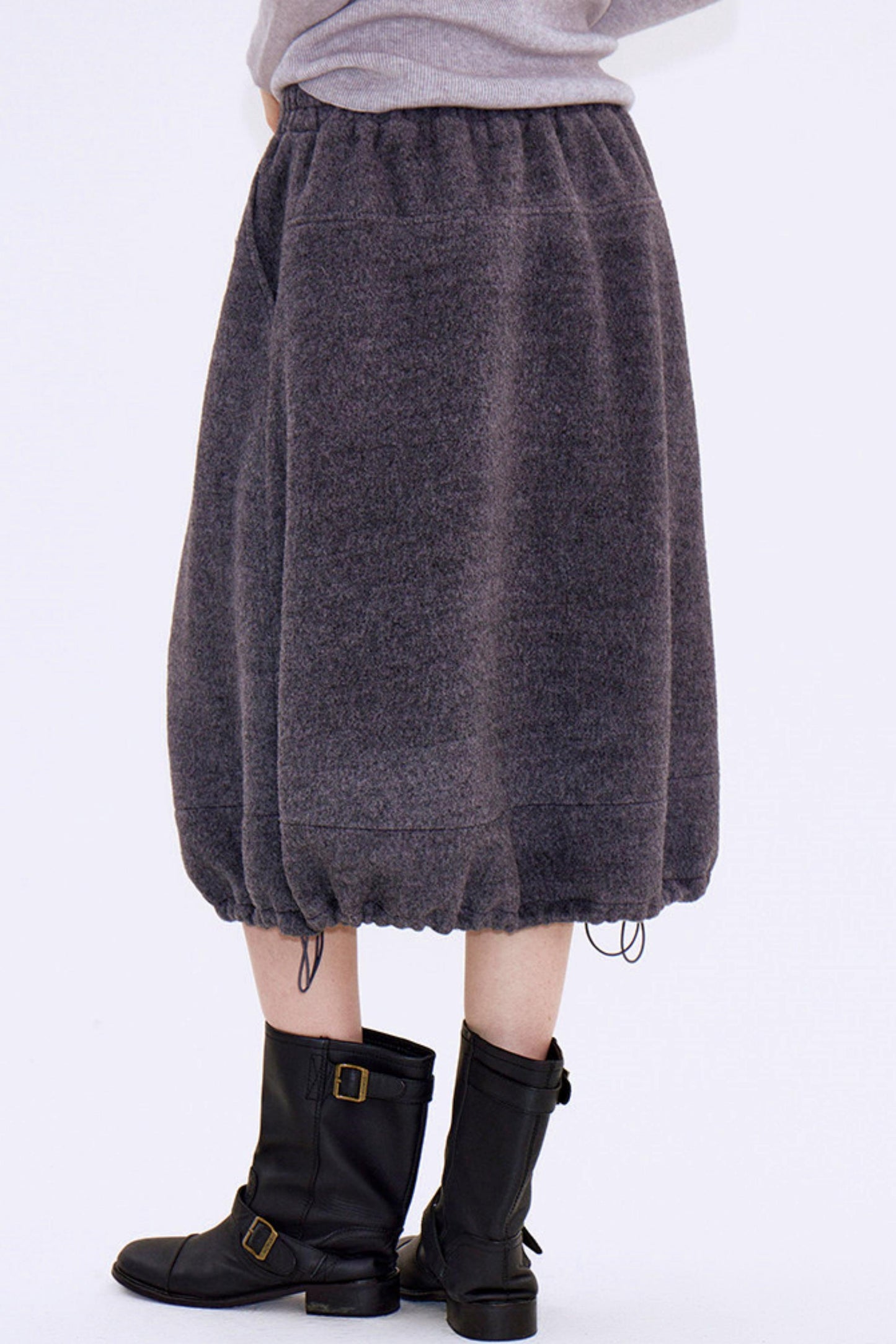Gray Wool Drawstring Skirt