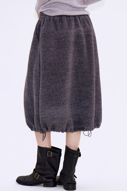Gray Wool Drawstring Skirt