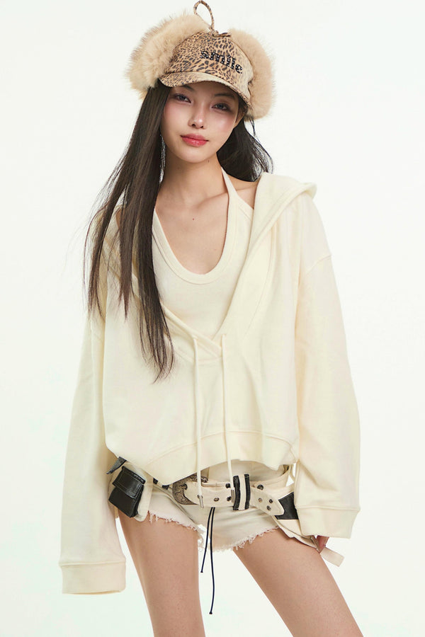 Korean Gray Hooded Sweatshirt