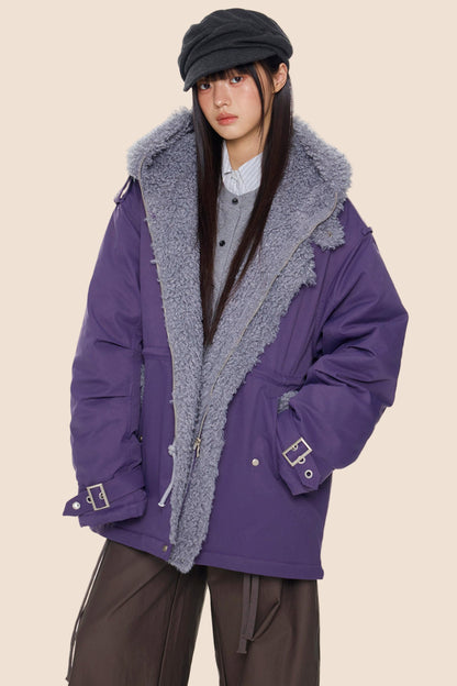 Furry Hooded Cotton Jacket
