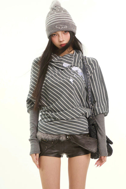 Retro Gray Striped Plush Hat