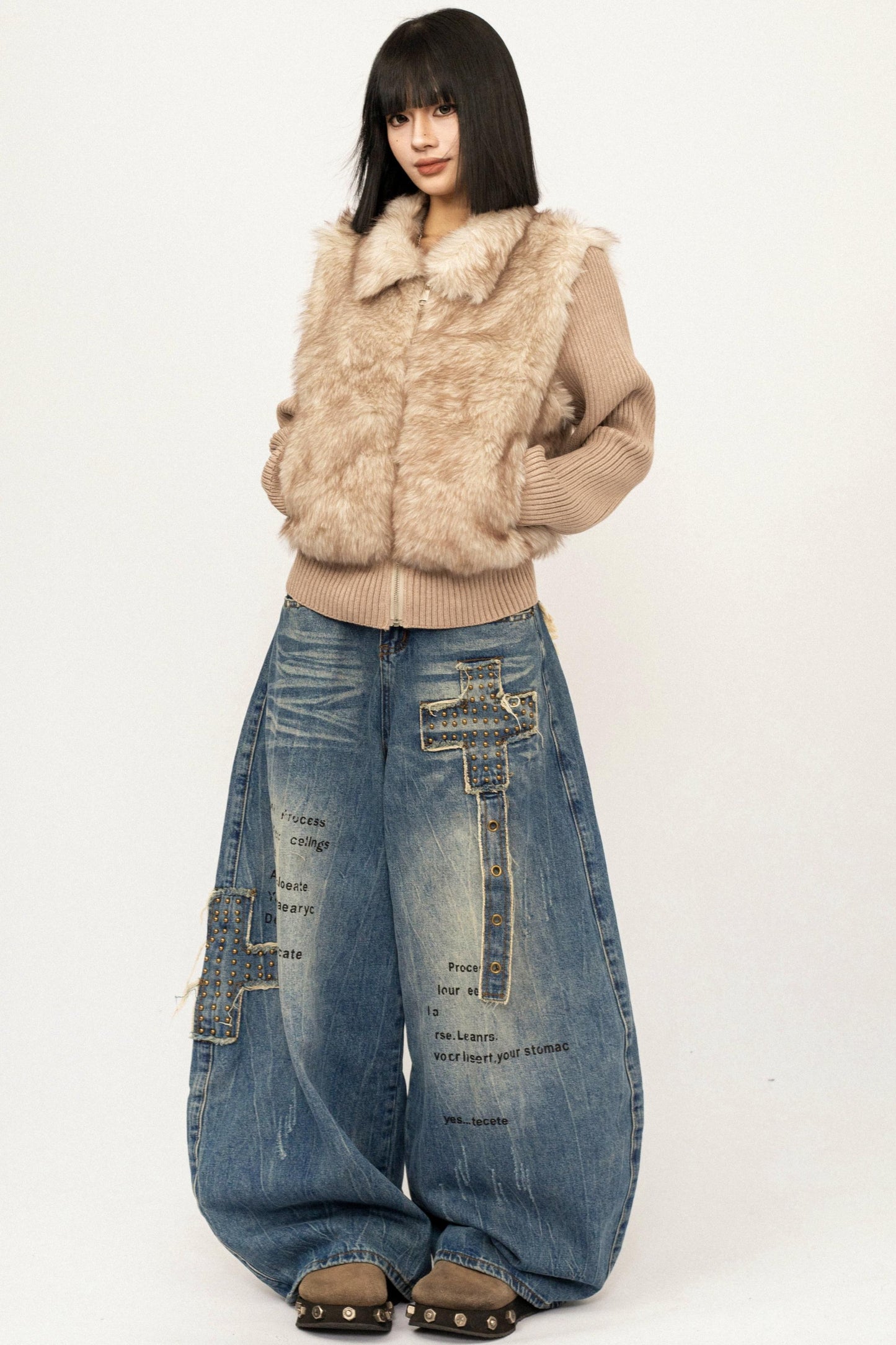 Knitted Fur Patchwork Coat