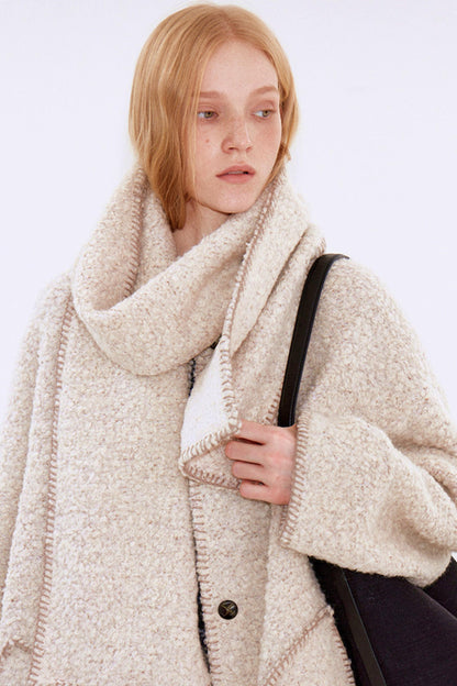 Soft Beige Woolen Coat Set