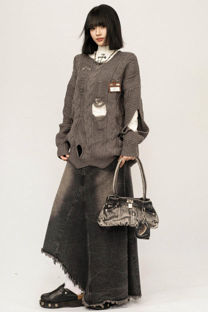 Retro Ripped Knit Top