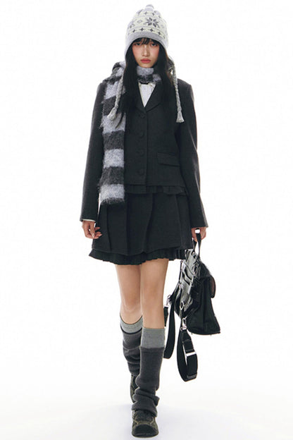 Original Ruffled Woolen Suit Jacket Set-Up