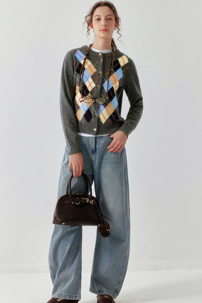 All-Wool Quilted Layering Sweater Cardigan