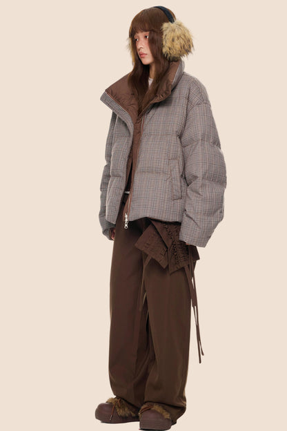 Reversible Plaid Down Jacket