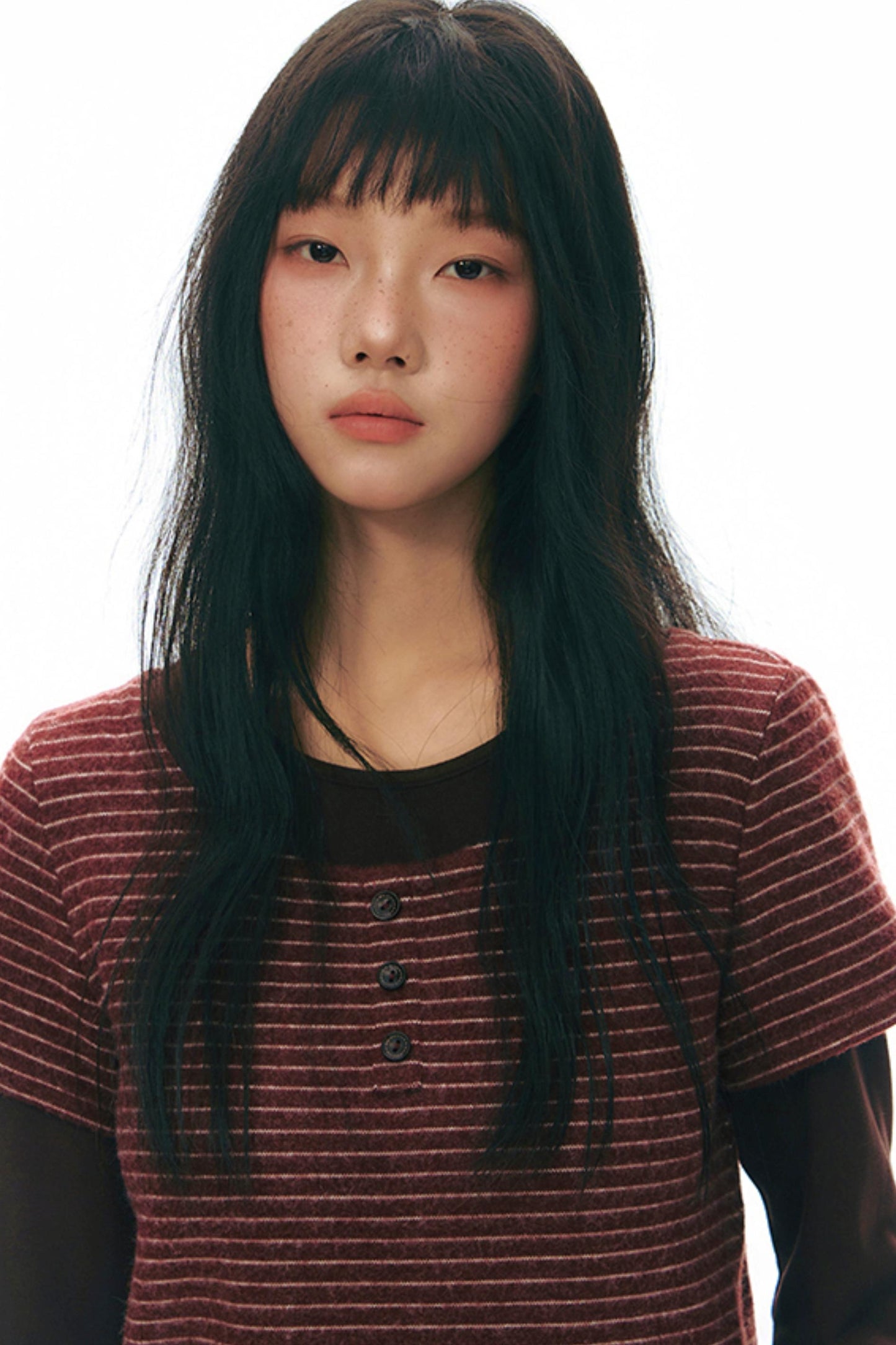 Brushed Stripe Round Neck Long Sleeve Top