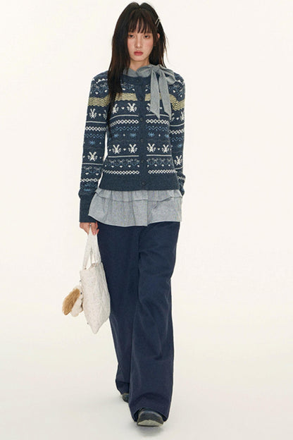 Fair Isle Vintage Wool Cardigan Set-Up