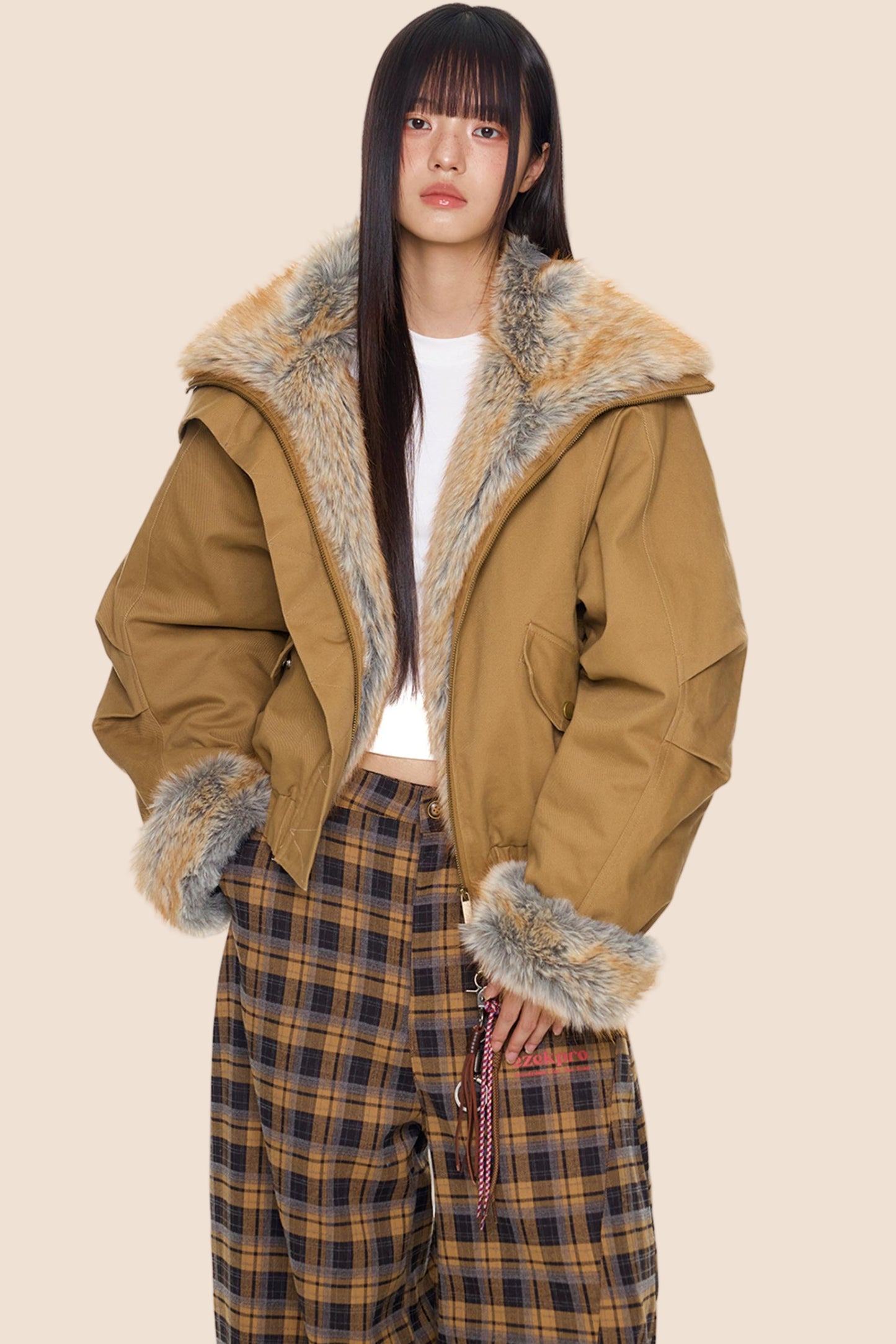 Furry Lapel Cotton Jacket