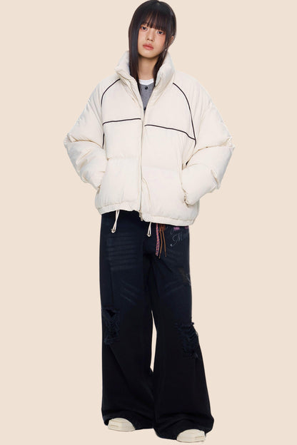 Color-Block Striped Cotton Jacket