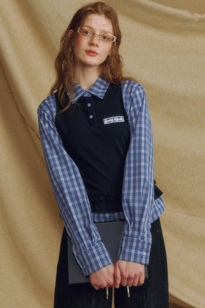 Chic Plaid Lace Layered Top