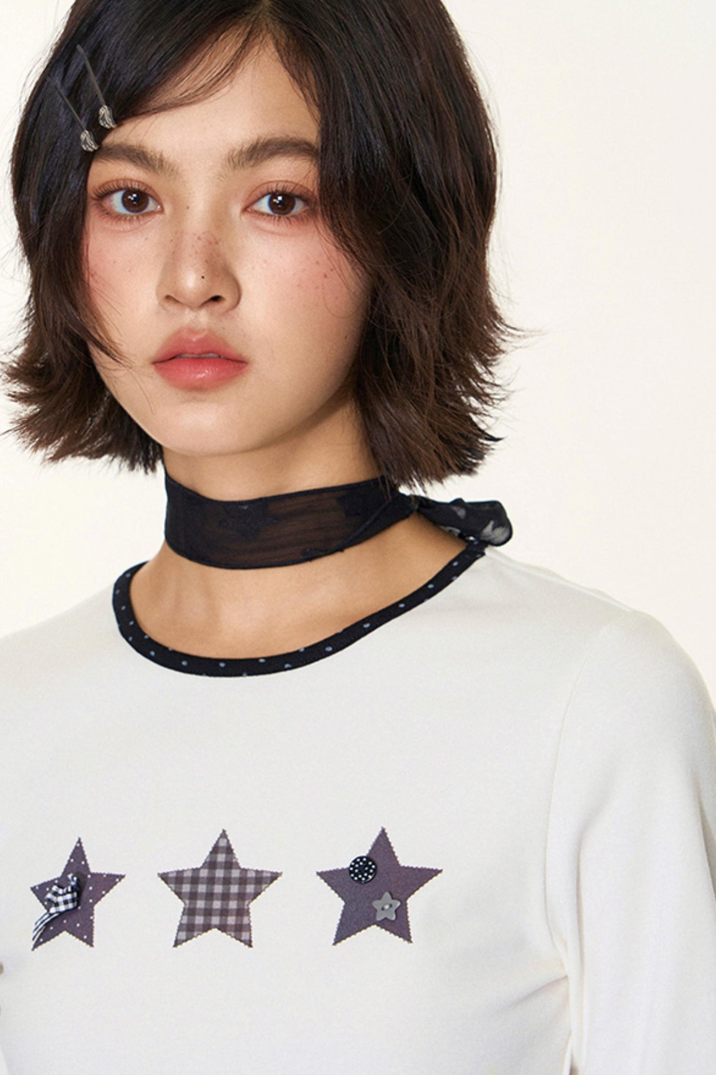 Star Contrast Long Sleeve Top