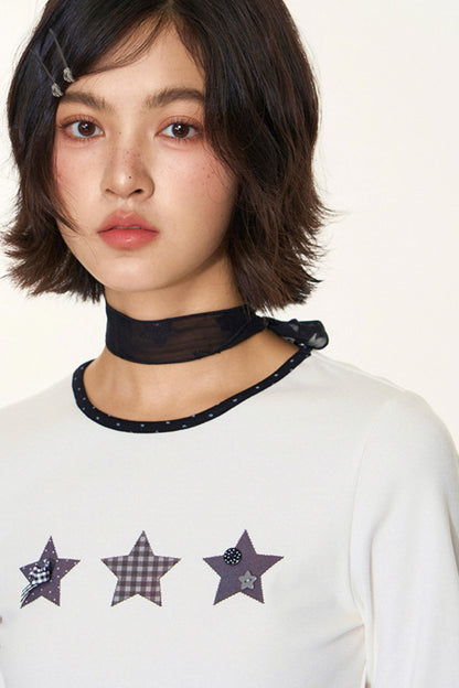 Star Contrast Long Sleeve Top