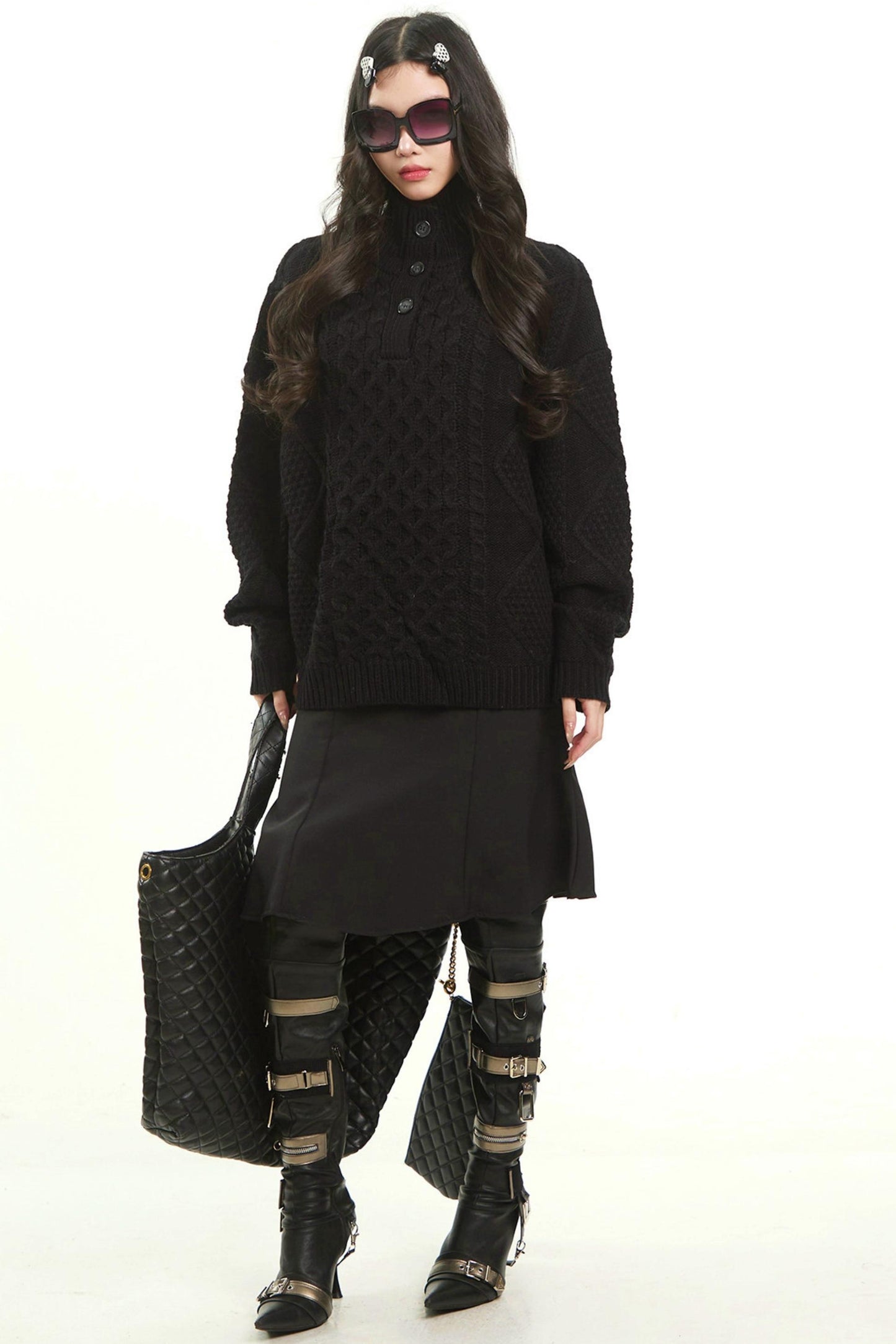 Retro Gray Twist Knitted Sweater