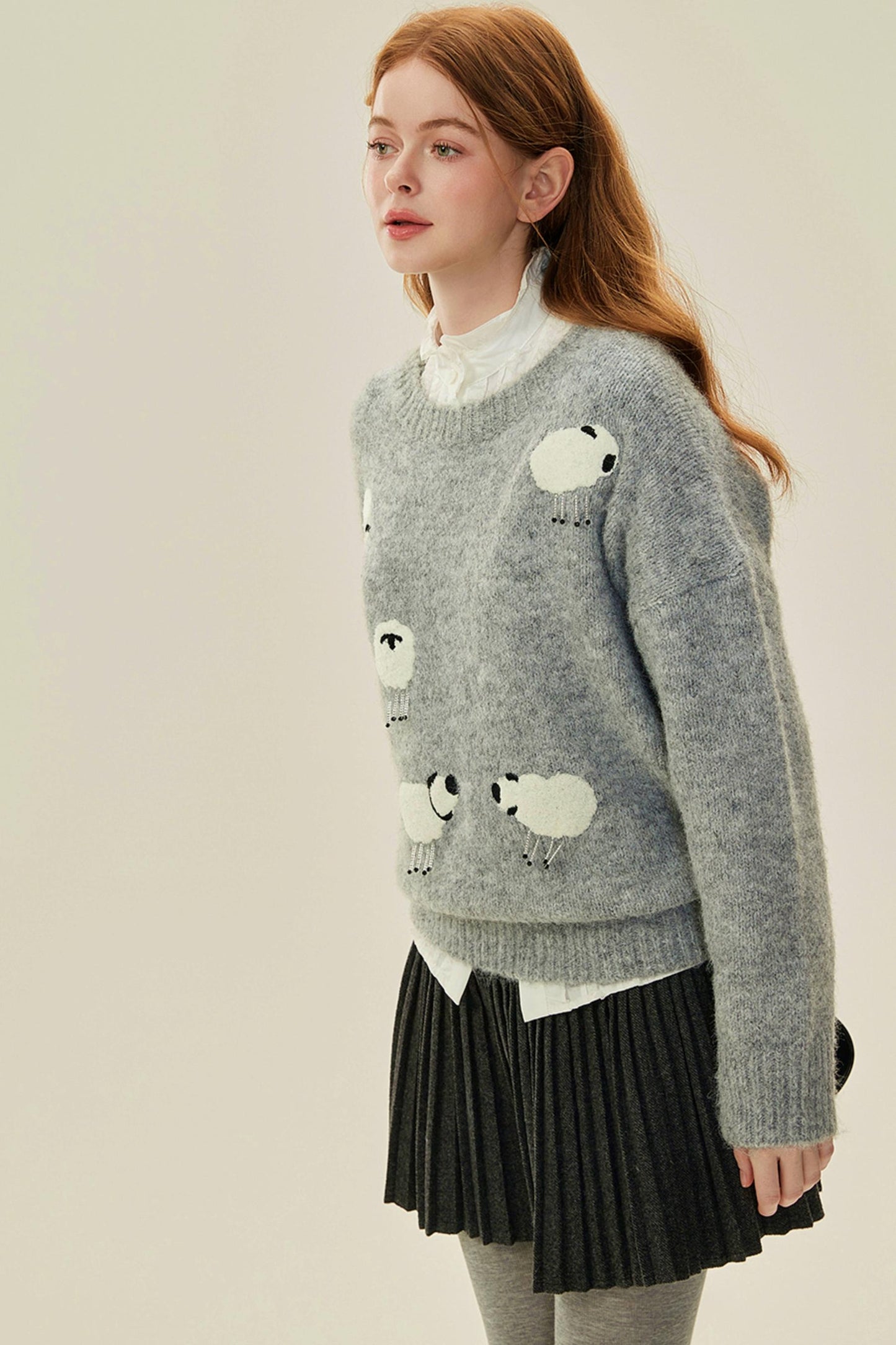 Wool Beaded Knit Sweater