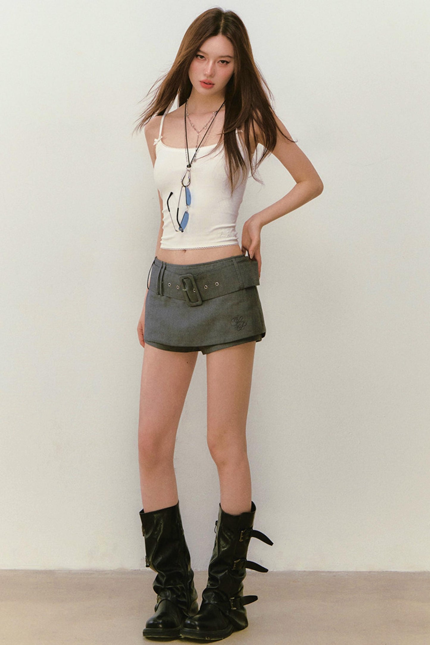 Embroidered Versatile Skirt Pants