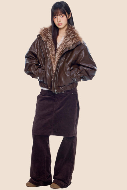 Corduroy Flared Skirt Pants