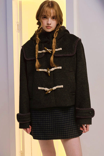 French Plaid Woolen Dress