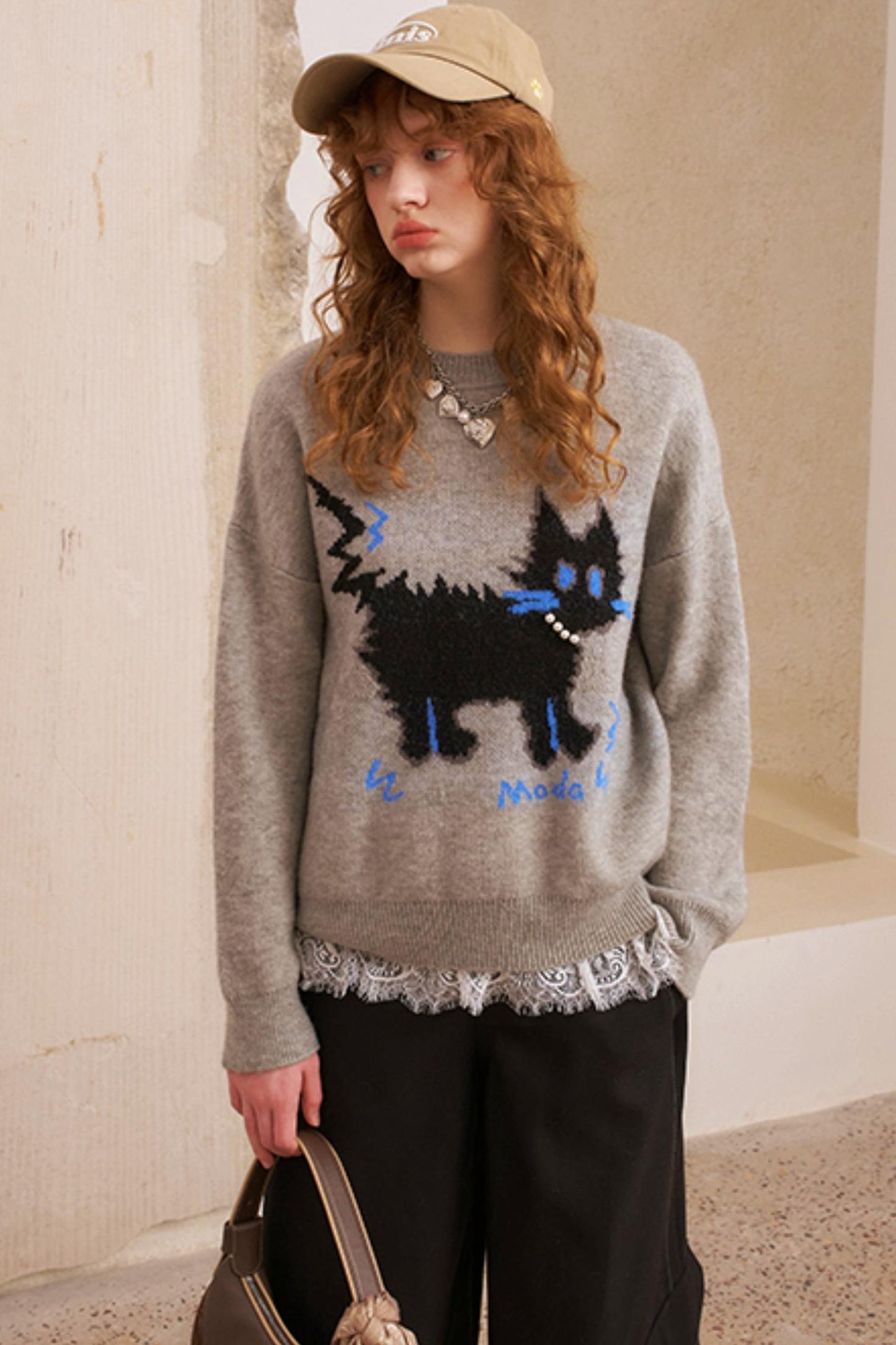 Pearl Kitten Pullover Top