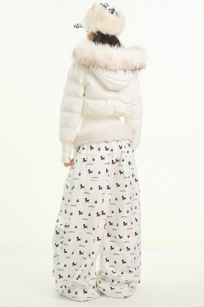 White Fur Collar Cotton Jacket