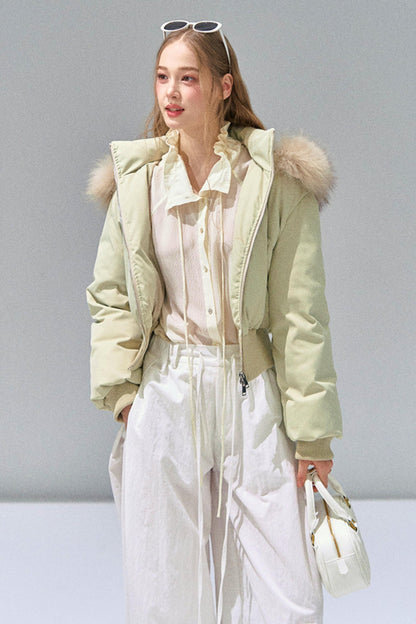Big Fur Collar Waist Down Jacket